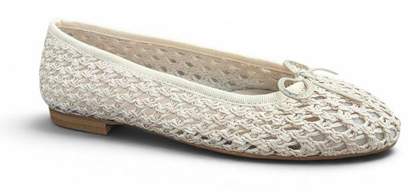 Ivory Raffia Ballet Flat