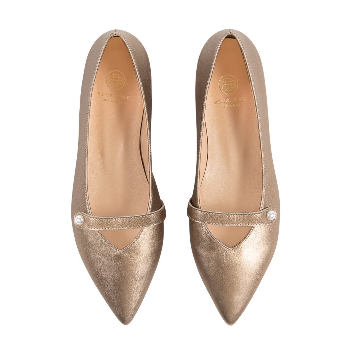 Stylish Champagne Gold Leather Loafers for Women
